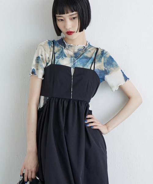Lui's(ルイス)の「マーブルプリントシアー半袖トップス(Tシャツ/カットソー・レディース・グリーン/オレンジ・FREE)」の21枚目の写真