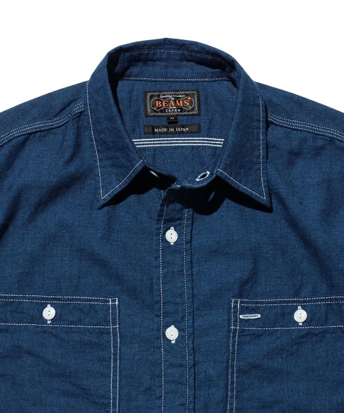 BEAMS PLUS(ビームスプラス)の「WORK Plain Indigo Chambray(シャツ/ブラウス・メンズ・インディゴブルー・LARGE/SMALL/X-LARGE/MEDIUM)」の2枚目の写真