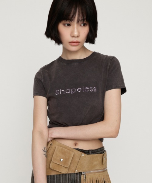 SLY（スライ）の「WASHED STONE LOGO T/SH ウォッシュドストーンロゴTシャツ 春服 夏服（Tシャツ/カットソー・レディース・ライトピンク/ライトブラック/カーキ/ライトブルー・FREE）」の2枚目の写真
