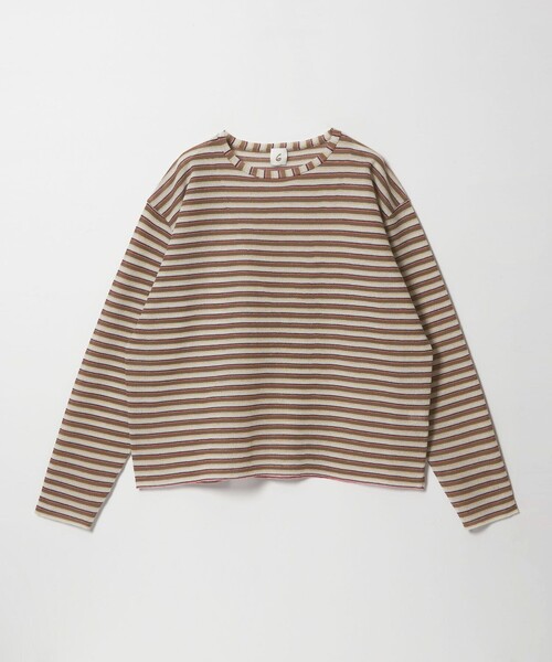 6(ロク)の「<6(ROKU)>ポリエステル麻 ボーダー ニット(ニット/セーター・レディース・グレー系/ホワイト・FREE)」の4枚目の写真