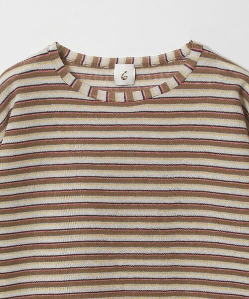 6(ロク)の「<6(ROKU)>ポリエステル麻 ボーダー ニット(ニット/セーター・レディース・グレー系/ホワイト・FREE)」の6枚目の写真