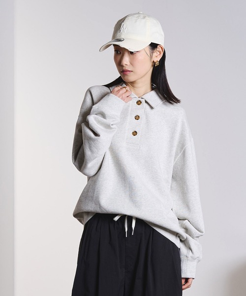 ROSE BUD(ローズバッド)の「HALF BUTTON PULLOVER(スウェット・レディース・ネイビー/ライトピンク/グレー・ONE SIZE)」の4枚目の写真