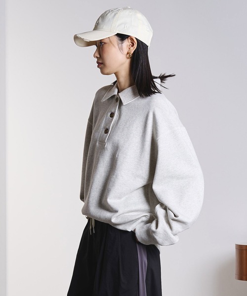 ROSE BUD(ローズバッド)の「HALF BUTTON PULLOVER(スウェット・レディース・ネイビー/ライトピンク/グレー・ONE SIZE)」の5枚目の写真