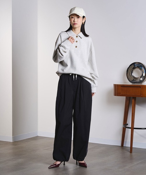 ROSE BUD(ローズバッド)の「HALF BUTTON PULLOVER(スウェット・レディース・ネイビー/ライトピンク/グレー・ONE SIZE)」の7枚目の写真