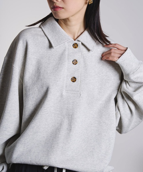 ROSE BUD(ローズバッド)の「HALF BUTTON PULLOVER(スウェット・レディース・ネイビー/ライトピンク/グレー・ONE SIZE)」の10枚目の写真