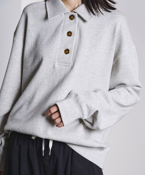 ROSE BUD(ローズバッド)の「HALF BUTTON PULLOVER(スウェット・レディース・ネイビー/ライトピンク/グレー・ONE SIZE)」の11枚目の写真
