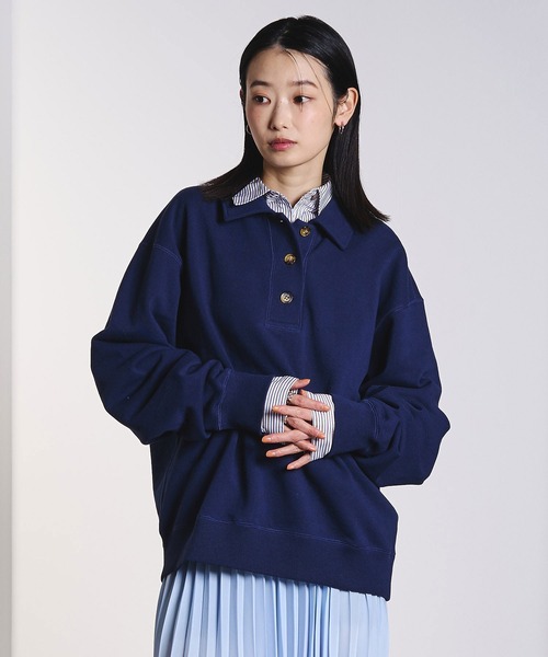 ROSE BUD(ローズバッド)の「HALF BUTTON PULLOVER(スウェット・レディース・ネイビー/ライトピンク/グレー・ONE SIZE)」の12枚目の写真