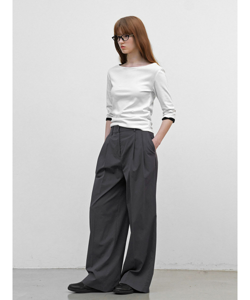 ATELIER NAIN(アトリエナイン)の「ESSENTIAL WRINKLE FREE TUCK PANTS (PT-5758)(スラックス・レディース・ブラック/チャコール/ライトベージュ・LARGE/MEDIUM/SMALL)」の4枚目の写真