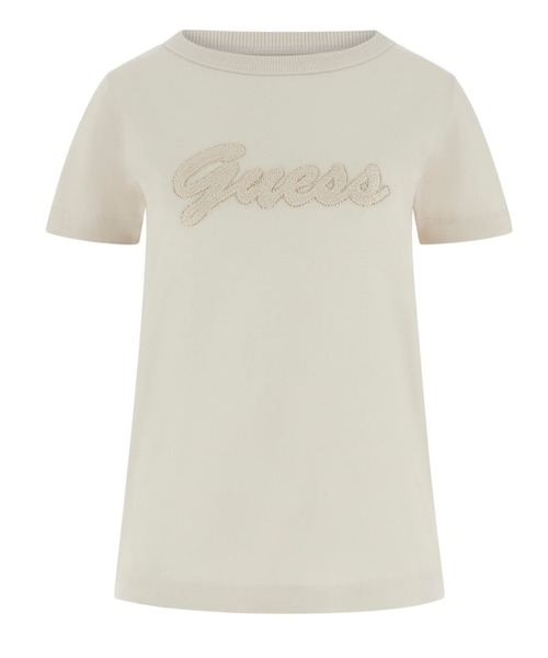 Guess(ゲス)の「Short Sleeves Crew Neck 3D GUESS Script Tee 半袖Tシャツ(Tシャツ/カットソー・レディース・ベージュ/ライトベージュ/ブラック・X-SMALL/SMALL/MEDIUM/LARGE)」の7枚目の写真