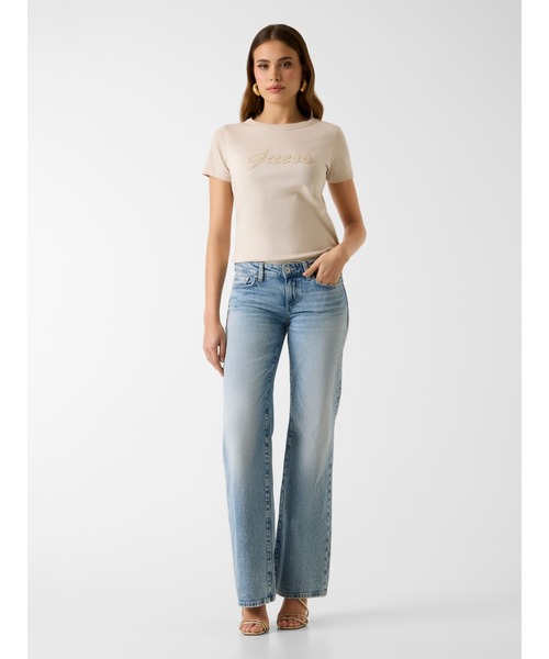 Guess(ゲス)の「Short Sleeves Crew Neck 3D GUESS Script Tee 半袖Tシャツ(Tシャツ/カットソー・レディース・ベージュ/ライトベージュ/ブラック・X-SMALL/SMALL/MEDIUM/LARGE)」の6枚目の写真