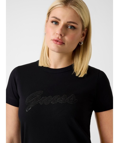 Guess(ゲス)の「Short Sleeves Crew Neck 3D GUESS Script Tee 半袖Tシャツ(Tシャツ/カットソー・レディース・ベージュ/ライトベージュ/ブラック・X-SMALL/SMALL/MEDIUM/LARGE)」の9枚目の写真