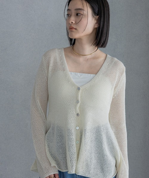 A part by（アパートバイ）の「ペプラムニットカーディガン（カーディガン/ボレロ・レディース・グレー系その他4/オフホワイト/ブラック・FREE）」の2枚目の写真