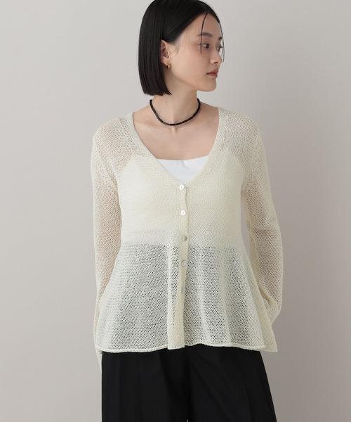 A part by（アパートバイ）の「ペプラムニットカーディガン（カーディガン/ボレロ・レディース・グレー系その他4/オフホワイト/ブラック・FREE）」の7枚目の写真