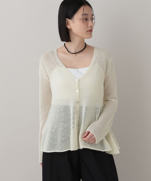 A part by（アパートバイ）の「ペプラムニットカーディガン（カーディガン/ボレロ・レディース・グレー系その他4/オフホワイト/ブラック・FREE）」の8枚目の写真