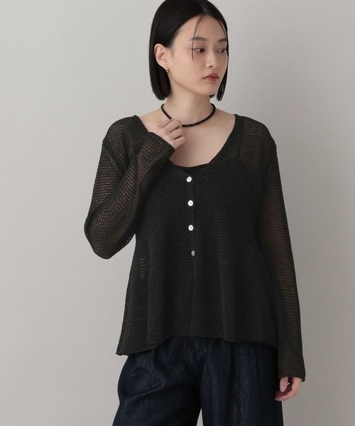 A part by（アパートバイ）の「ペプラムニットカーディガン（カーディガン/ボレロ・レディース・グレー系その他4/オフホワイト/ブラック・FREE）」の15枚目の写真