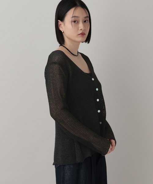 A part by（アパートバイ）の「ペプラムニットカーディガン（カーディガン/ボレロ・レディース・グレー系その他4/オフホワイト/ブラック・FREE）」の16枚目の写真