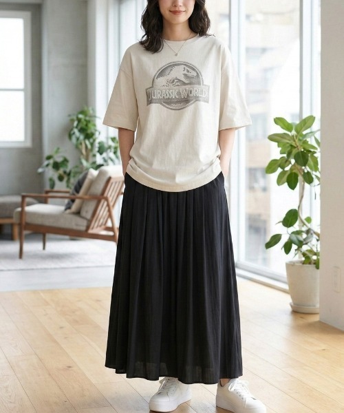 ALWAYS GOOD TIME（オルウェイズグッドタイム）の「【JURASSKPARK/ジュラシックパーク】ＵＳＤ加工プリント半袖Ｔシャツ/Movie Tee/ユニセックス（Tシャツ/カットソー・メンズ・ブラック系その他/アイボリー/ホワイト系その他/スミクロ・L/M/LL）」の17枚目の写真