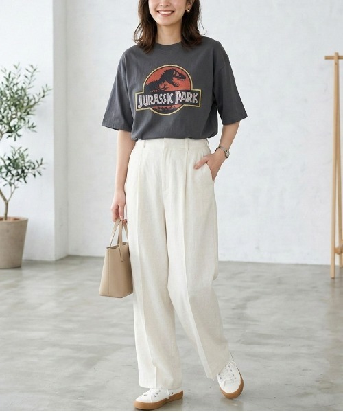 ALWAYS GOOD TIME（オルウェイズグッドタイム）の「【JURASSKPARK/ジュラシックパーク】ＵＳＤ加工プリント半袖Ｔシャツ/Movie Tee/ユニセックス（Tシャツ/カットソー・メンズ・ブラック系その他/アイボリー/ホワイト系その他/スミクロ・L/M/LL）」の10枚目の写真