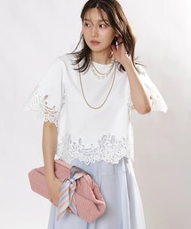 JUSGLITTY（ジャスグリッティー）の「レースヘムＴシャツニット（ニット/セーター・レディース）」