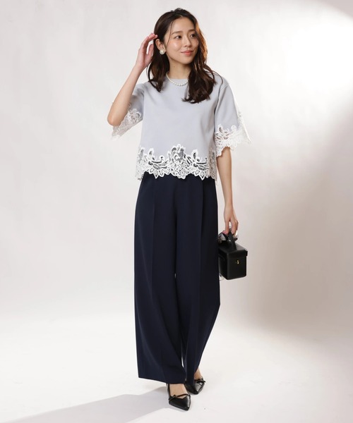 JUSGLITTY（ジャスグリッティー）の「レースヘムＴシャツニット（ニット/セーター・レディース・ライトブルー/ブラック系その他/ホワイト/グリーン系その他・2）」の22枚目の写真