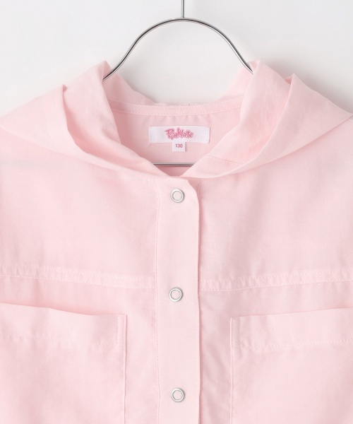 PINK-latte（ピンクラテ）の「【UV・接触冷感】ショート丈ブルゾン（ブルゾン・キッズ・オフホワイト/サックスブルー/ブラック/ライトピンク・140cm/120cm/160cm/150cm/130cm）」の6枚目の写真