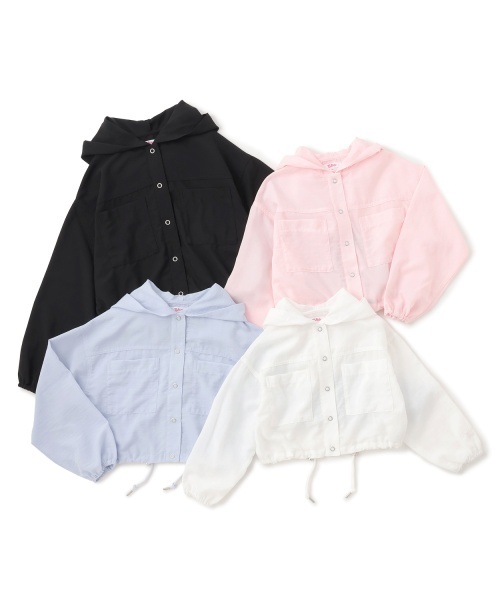 PINK-latte（ピンクラテ）の「【UV・接触冷感】ショート丈ブルゾン（ブルゾン・キッズ・オフホワイト/サックスブルー/ブラック/ライトピンク・140cm/120cm/160cm/150cm/130cm）」の13枚目の写真