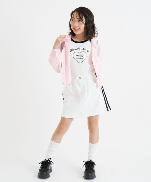 PINK-latte（ピンクラテ）の「【UV・接触冷感】ショート丈ブルゾン（ブルゾン・キッズ・オフホワイト/サックスブルー/ブラック/ライトピンク・140cm/120cm/160cm/150cm/130cm）」の21枚目の写真