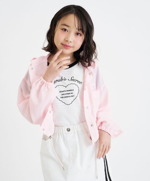 PINK-latte（ピンクラテ）の「【UV・接触冷感】ショート丈ブルゾン（ブルゾン・キッズ・オフホワイト/サックスブルー/ブラック/ライトピンク・140cm/120cm/160cm/150cm/130cm）」の22枚目の写真