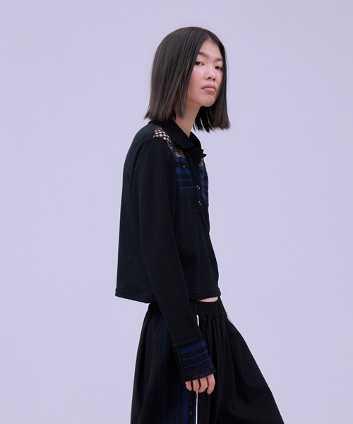 THINGS THAT MATTER（シングス ザット マター）の「TORCHON LACE SWITCHING WAFFLE POLO / トーション レース スイッチング ワッフル ポロ（ポロシャツ・レディース・アイボリー/ブラック/ボルドー・FREE）」の17枚目の写真