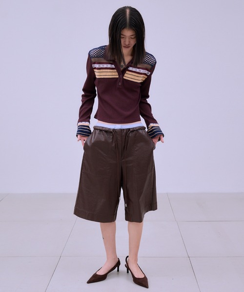 THINGS THAT MATTER（シングス ザット マター）の「TORCHON LACE SWITCHING WAFFLE POLO / トーション レース スイッチング ワッフル ポロ（ポロシャツ・レディース・アイボリー/ブラック/ボルドー・FREE）」の11枚目の写真