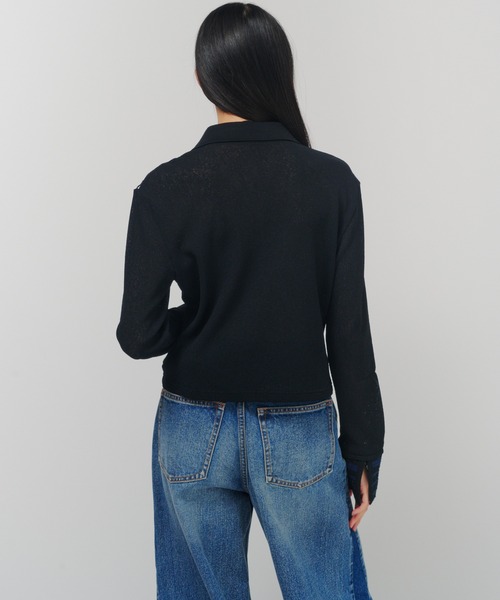 THINGS THAT MATTER（シングス ザット マター）の「TORCHON LACE SWITCHING WAFFLE POLO / トーション レース スイッチング ワッフル ポロ（ポロシャツ・レディース・アイボリー/ブラック/ボルドー・FREE）」の22枚目の写真