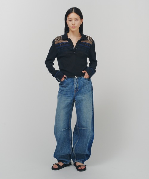 THINGS THAT MATTER(シングス ザット マター)の「TORCHON LACE SWITCHING WAFFLE POLO / トーション レース スイッチング ワッフル ポロ(ポロシャツ・レディース・アイボリー/ブラック/ボルドー・FREE)」の21枚目の写真