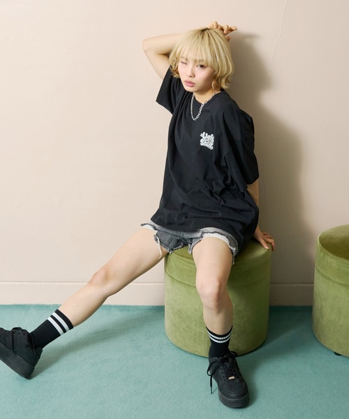 LOVETOXIC（ラブトキシック）の「【GOODPRICE】【LTXC/綿100%】バックロゴ半袖T（Tシャツ/カットソー・キッズ・ホワイト系その他/ピンク/ブラック/オフホワイト・L:160cm/S:140cm/M:150cm/130cm）」の7枚目の写真