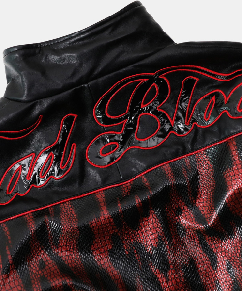 BADBLOOD(バッドブラッド)の「コントラストレザートラックジャケット - レッドパイソン(ナイロンジャケット・レディース・その他・S/M/L)」の3枚目の写真