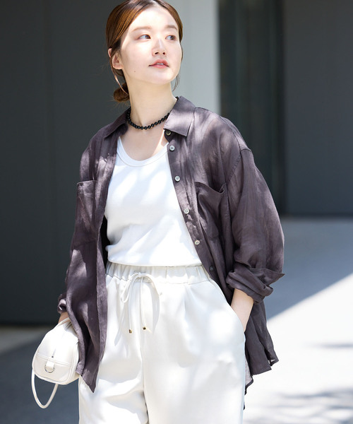 IENA(イエナ)の「《セットアップ対応》ラミーレギュラーカラーシャツ(シャツ/ブラウス・レディース・サックスブルー/ブラック系その他/レッド・FREE)」の7枚目の写真