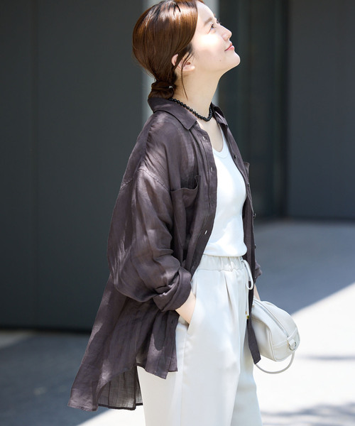 IENA(イエナ)の「《セットアップ対応》ラミーレギュラーカラーシャツ(シャツ/ブラウス・レディース・サックスブルー/ブラック系その他/レッド・FREE)」の8枚目の写真