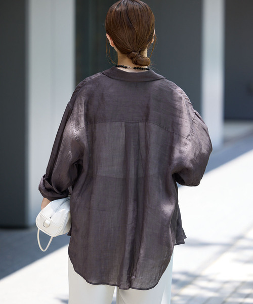 IENA(イエナ)の「《セットアップ対応》ラミーレギュラーカラーシャツ(シャツ/ブラウス・レディース・サックスブルー/ブラック系その他/レッド・FREE)」の9枚目の写真