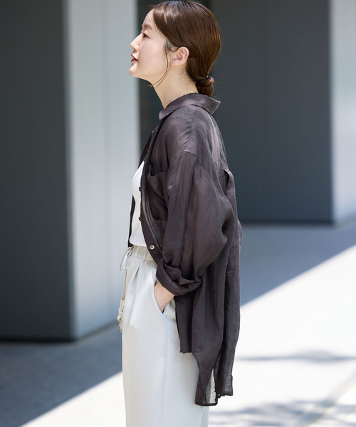 IENA(イエナ)の「《セットアップ対応》ラミーレギュラーカラーシャツ(シャツ/ブラウス・レディース・サックスブルー/ブラック系その他/レッド・FREE)」の10枚目の写真
