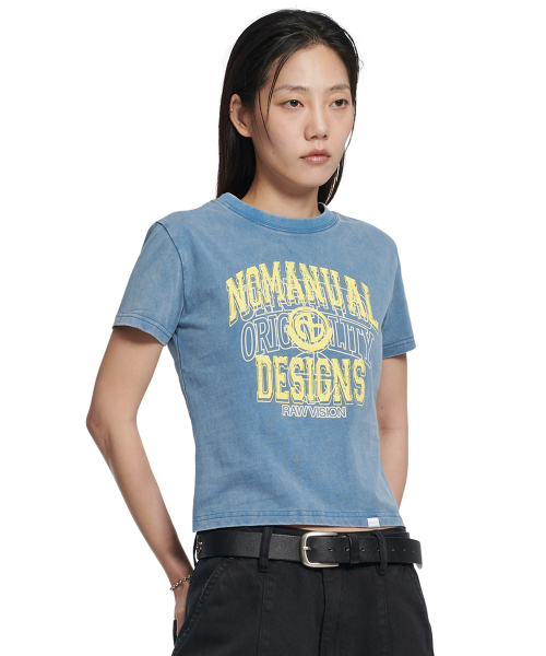 NOMANUAL(NOMANUAL)の「LAYERED ARCH GRAPHIC T-SHIRT (WOMAN) - WASHED NAVY(Tシャツ/カットソー・レディース・その他・LARGE/MEDIUM/SMALL)」の1枚目の写真