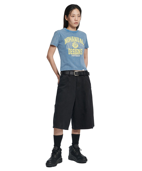 NOMANUAL(NOMANUAL)の「LAYERED ARCH GRAPHIC T-SHIRT (WOMAN) - WASHED NAVY(Tシャツ/カットソー・レディース・その他・LARGE/MEDIUM/SMALL)」の3枚目の写真
