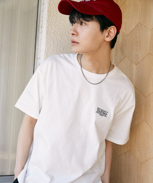 Russell Athletic（ラッセルアスレティック）の「RUSSELL ATHLETIC × PUBLUX/ラッセルアスレチック 別注 ワンポイント 刺繍 Tシャツ　限定展開（Tシャツ/カットソー・メンズ・ブラック/グレー/チャコールグレー/ホワイト/ピンク/ブラウン・LARGE/MEDIUM/ﾌﾘ-）」の10枚目の写真