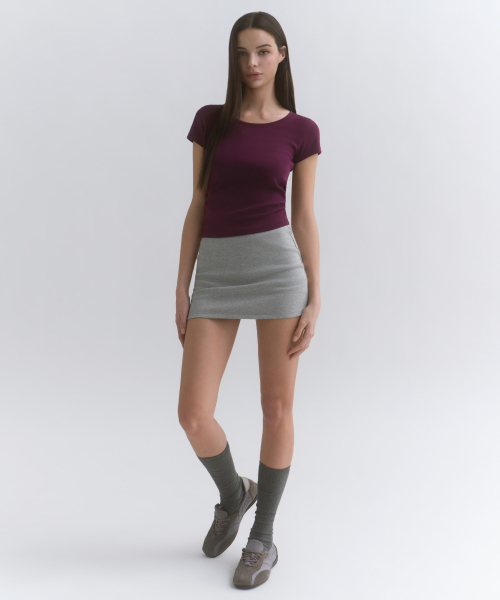 MUSINSA STANDARD WOMAN（ムシンサスタンダードウーマン）の「ウィメンズ ローライズジャージミニスコート [ミディアムグレー]（スカート・レディース・その他・X-SMALL/SMALL/MEDIUM/LARGE）」の3枚目の写真