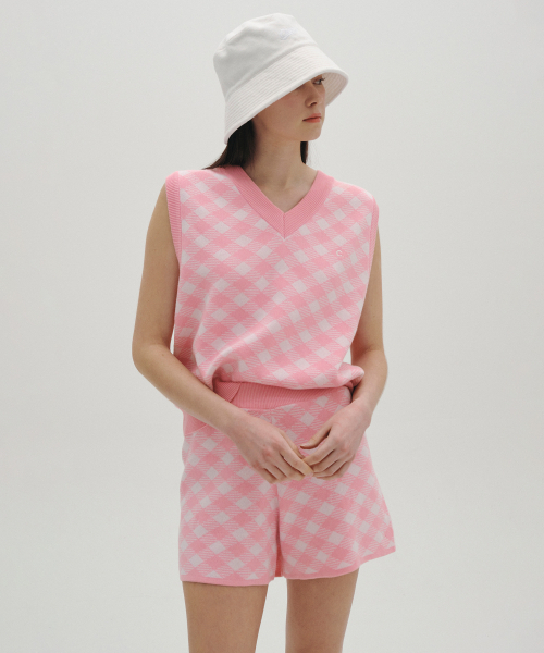 CLOVE（クローブ）の「[23SS clove] Gingham Knit Shorts (Pink)（その他パンツ・レディース・その他・S/M）」の5枚目の写真