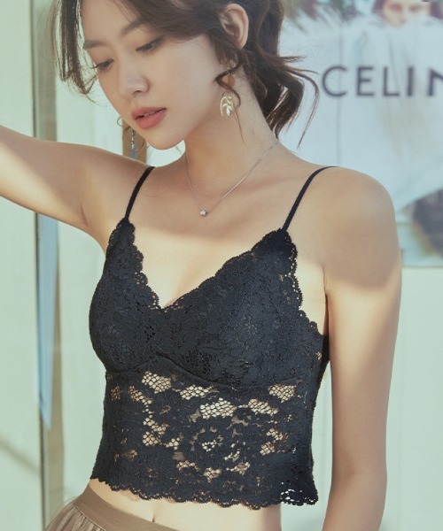 Ritzy(リッツィー)の「カップ付き レースキャミソール(キャミソール・レディース・ブラック/ベージュ・M/L)」の1枚目の写真