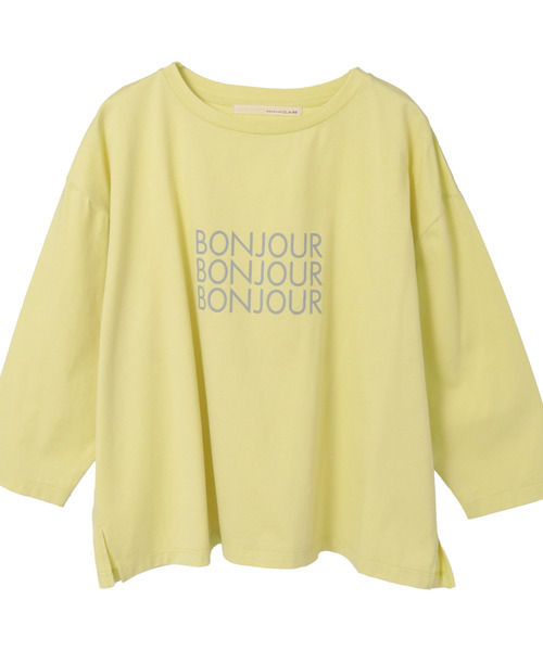 MELROSE claire(メルローズ クレール)の「【コットン天竺BONJOURロゴプリントTシャツ】(Tシャツ/カットソー・レディース・ブラウン/ダークネイビー/オフホワイト/イエロー・FREE)」の7枚目の写真