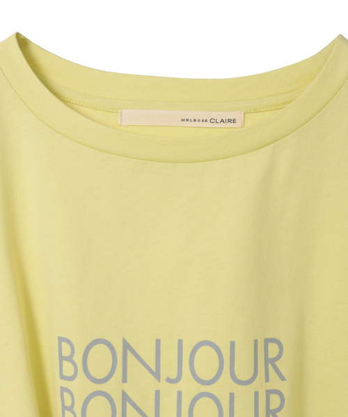 MELROSE claire(メルローズ クレール)の「【コットン天竺BONJOURロゴプリントTシャツ】(Tシャツ/カットソー・レディース・ブラウン/ダークネイビー/オフホワイト/イエロー・FREE)」の9枚目の写真