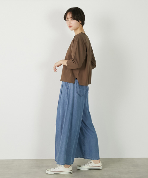 MELROSE claire(メルローズ クレール)の「【コットン天竺BONJOURロゴプリントTシャツ】(Tシャツ/カットソー・レディース・ブラウン/ダークネイビー/オフホワイト/イエロー・FREE)」の17枚目の写真