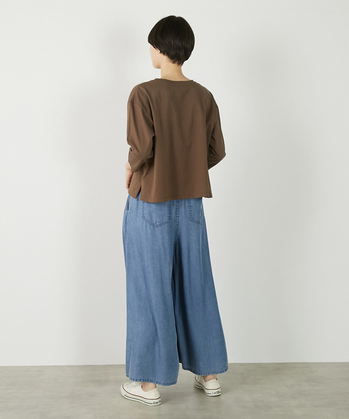 MELROSE claire(メルローズ クレール)の「【コットン天竺BONJOURロゴプリントTシャツ】(Tシャツ/カットソー・レディース・ブラウン/ダークネイビー/オフホワイト/イエロー・FREE)」の18枚目の写真