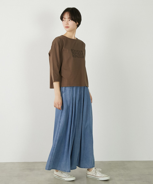 MELROSE claire(メルローズ クレール)の「【コットン天竺BONJOURロゴプリントTシャツ】(Tシャツ/カットソー・レディース・ブラウン/ダークネイビー/オフホワイト/イエロー・FREE)」の21枚目の写真