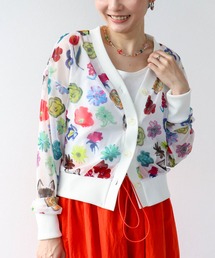 Three Four Time（スリーフォータイム）の「【ばら色の帽子×Three Four Timeコラボ】プリントシアーカーディガン（カーディガン/ボレロ）」